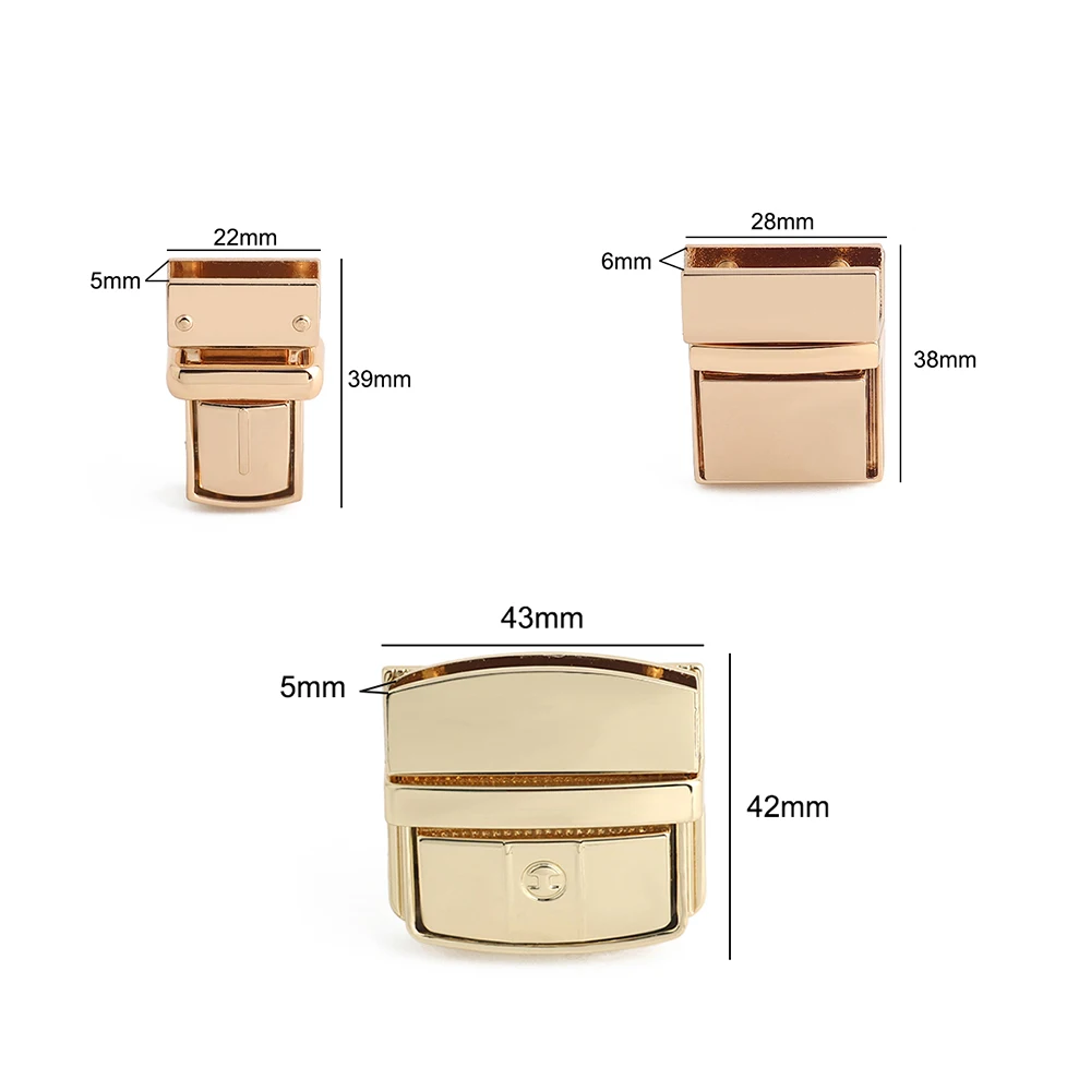 5/10/20PCS Metal Rectangle Press Push Lock For Handbags Bag Briefcase Spring Lock Snap Decorative Clasps Repair Kit Accessories