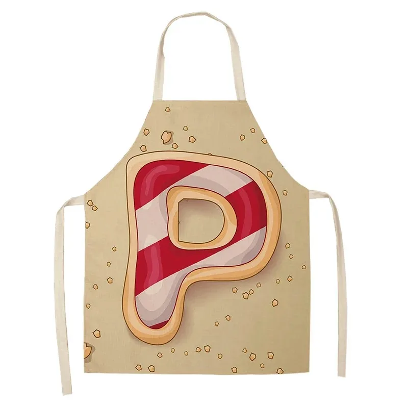 Initial Letter M Print Apron for Women Men Baking Cooking Bib Personalized Alphabet Pastry Style Kitchen Accessories Pinafore