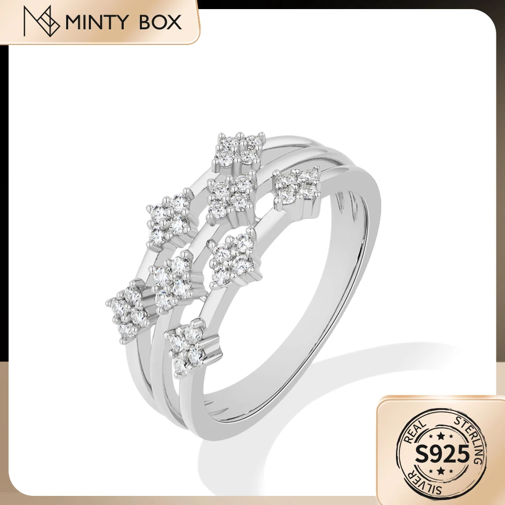 

MINTYBOX Luxury Stackable Moissanite Rings 925 Sterling Silver Ring D VVS1 for Women Wedding Anniversary Promise Rings Jewelry