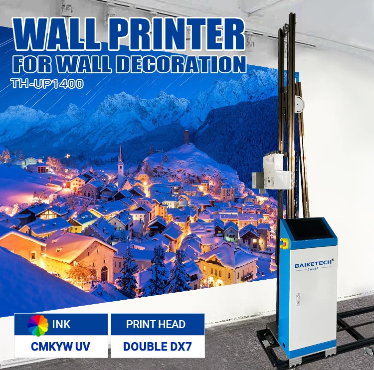 BAIKETECH Smart Wall Decoration System for Contractors, Print Directly on Plaster/Wooden Walls, Remote Control Operation