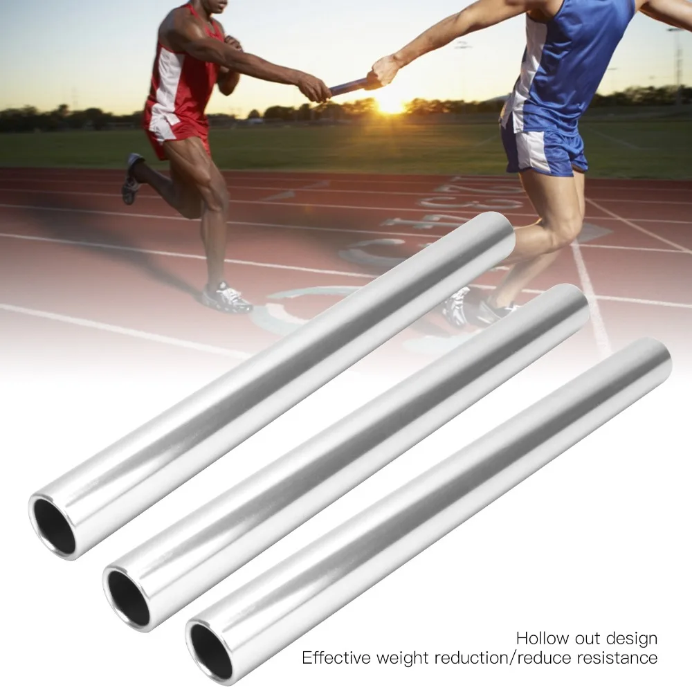 3PCS Aluminum Alloy Relay Baton Hollow Tube Shiny Finish Track Baton Smooth Surface Straight Body Running Baton