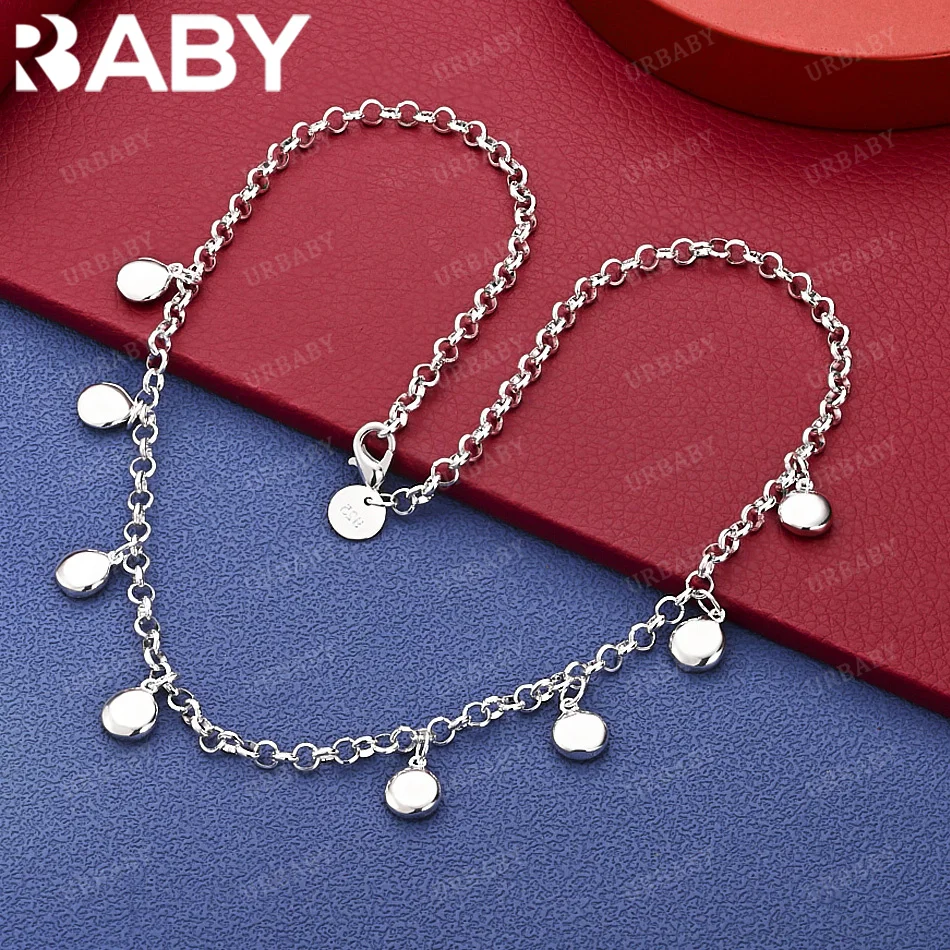 

URBABY 45cm 925 Sterling Silver Round Chain Necklace Charm Trend Birthday Gifts Fashion Party And Daily Wear