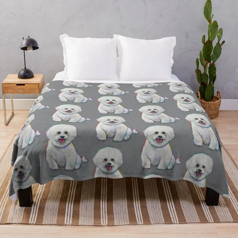 

Cute and Floofy Bichon Frise by Robert Phelps Throw Blanket Loose Soft Plush Plaid Blankets