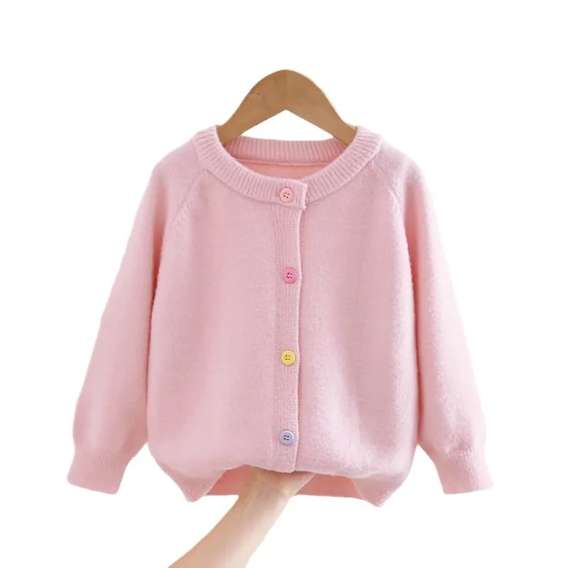 UNITIM 2026 Herbst Winter Kinder Mädchen Pullover Ins 2-10 Jahre Kinder Mädchen Vielseitige Strickjacke Bunte Knöpfe Junge Teenager Mädchen Mantel – Detail 6