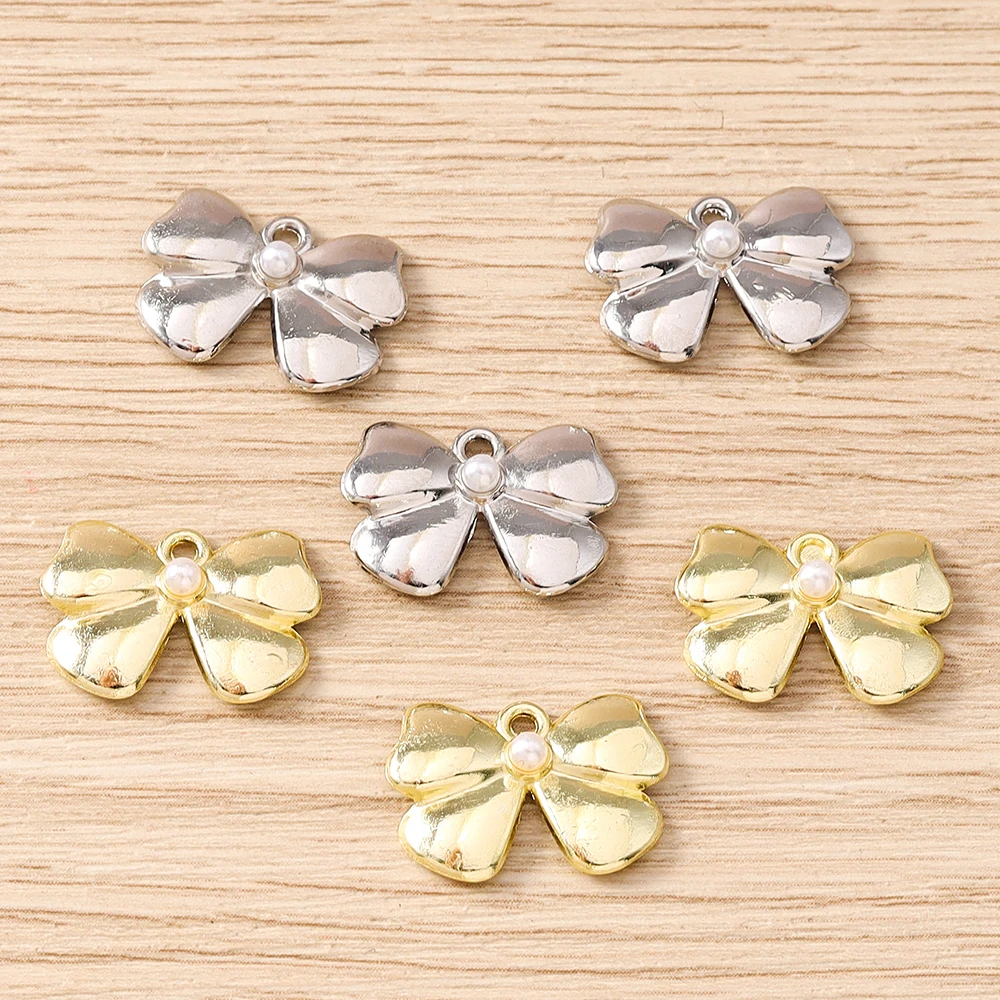 Tusember 8 Stück 12*18mm Legierungs-Kristall-Schleifenanhänger für DIY-Ohrringe, Halsketten, Schleifen-Anhänger, DIY-Schmuckherstellung – Detail 3