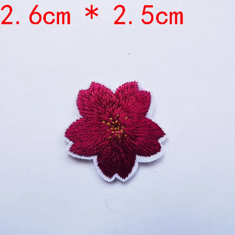 10 Pcs Colorful Cute Cherry Blossoms Patches Clothes Dress Embroidery Applique Sewing Supplies Decorative Pink Green Blue Red