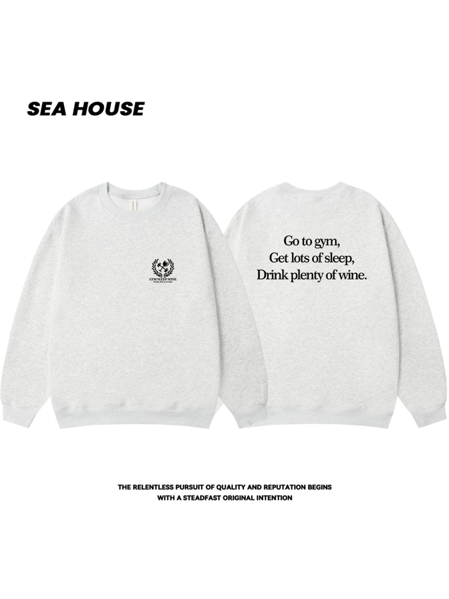 

Fitn Text round Ne Sweatirt Loose Casual Cotton Polyester Blend Long Sve Printed aphic Basic American Sle Women...