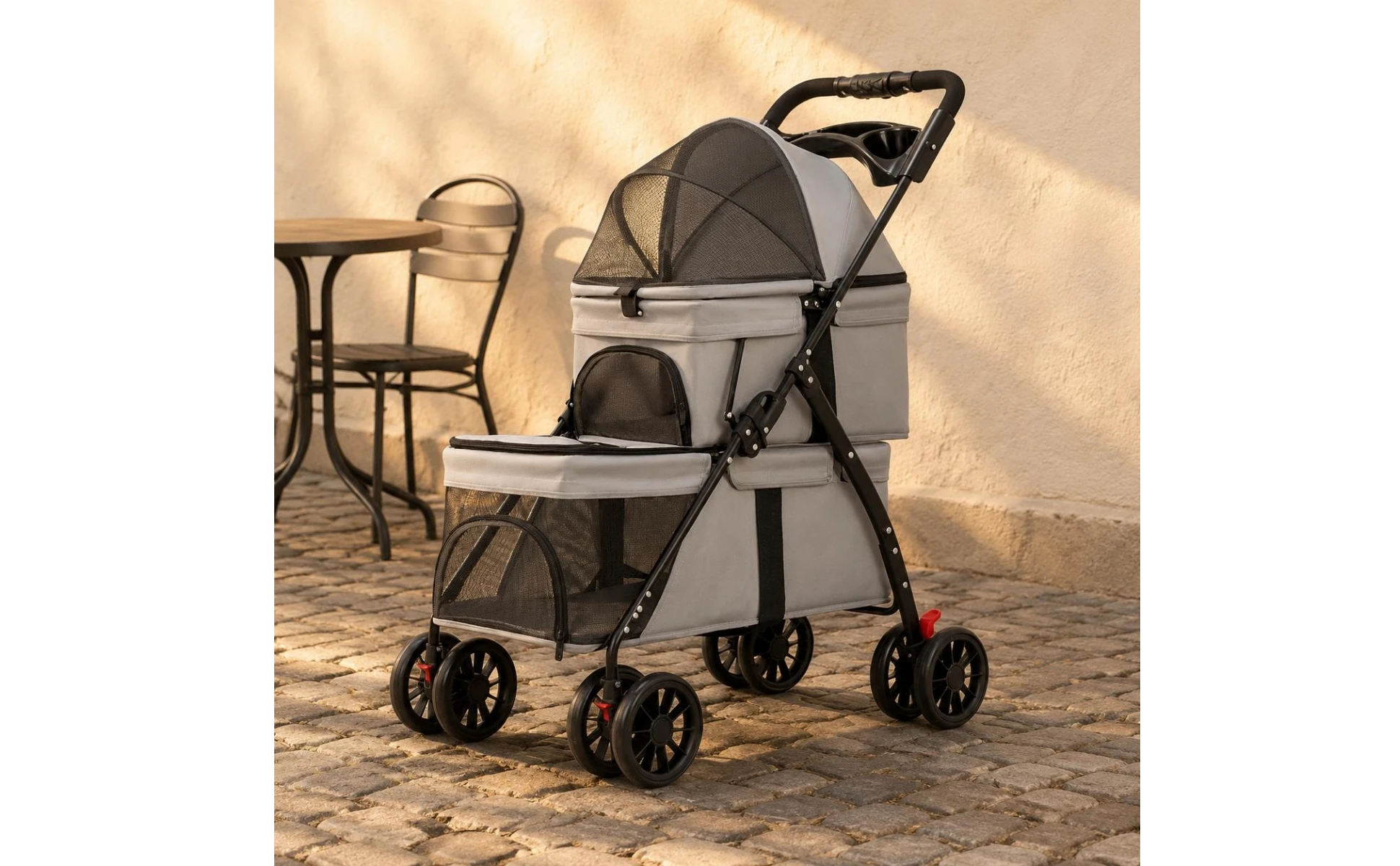 Double-Deck Pet Stroller Lightweight Small Dog Feline Stroller Pet Transport Lockable Wheels Removable Liner for Travel Double-Deck Pet Stroller Lightweight Small Dog Feline Stroller Pet Transport Lockable Wheels Removable Liner for Travel