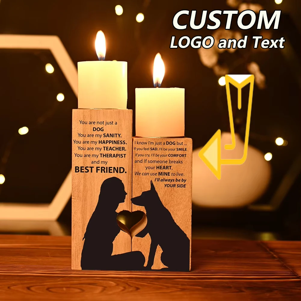 

Customized Candle Holder Custom Text and Logo Wood Candle Holder Personalized Gift For Dad MOM Couples Children Anniversary Gift