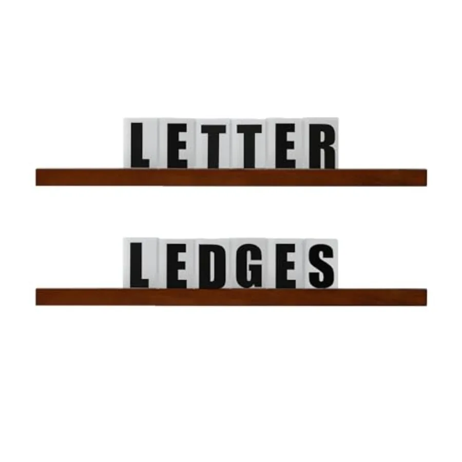 

Letter Ledge for Wall, Changeable Message Board Shelves, 136 Letters/Numbers, 2 Ledges, Dark Walnut Wood, 34"W, Customizable Wo