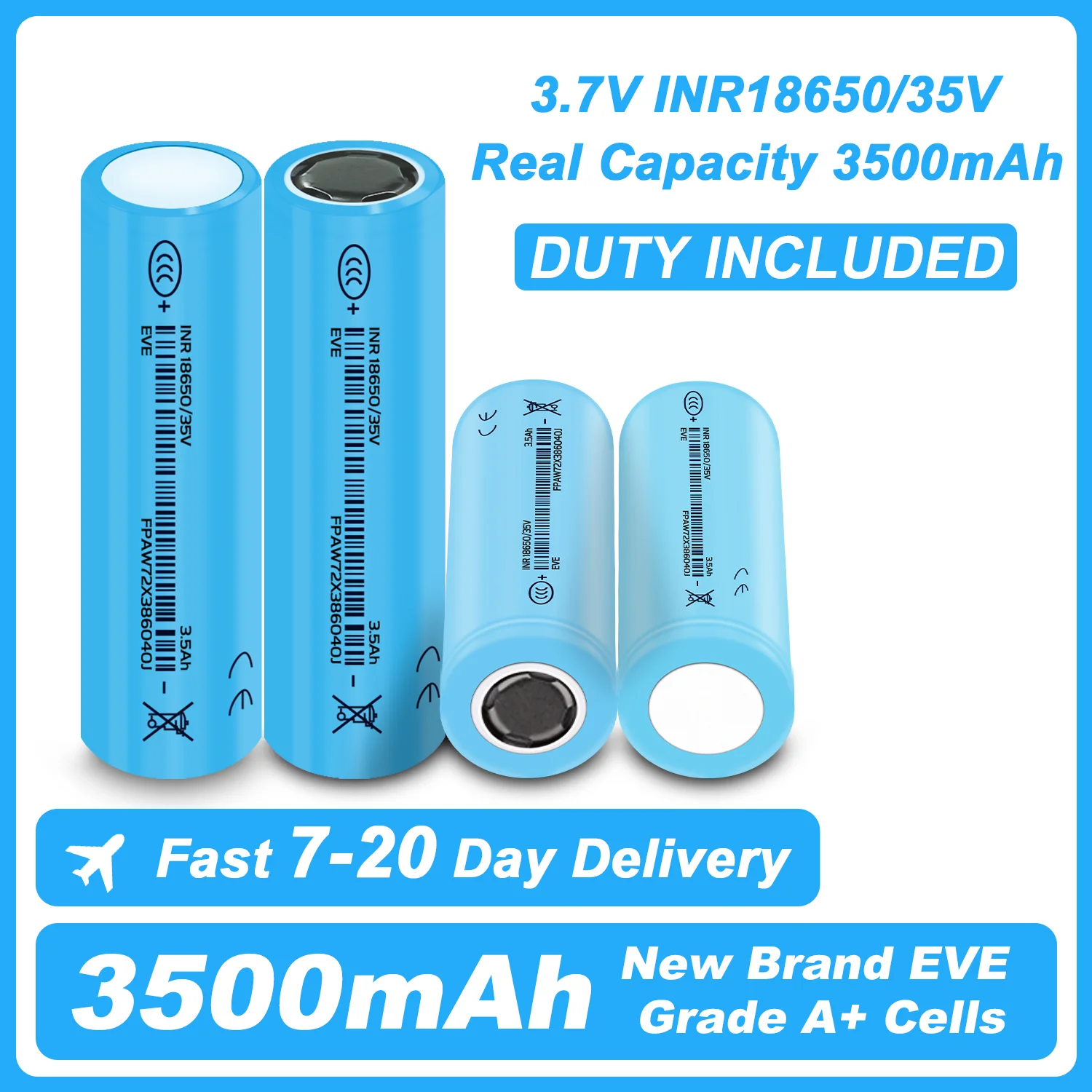 Neue 2026 18650 Lithium-Batterie 3500mAh 3,7V 10A INR18650 Tatsächliche Kapazität 3500mAh Hochleistungs-Taschenlampe 18650 Wiederaufladbare Batterien