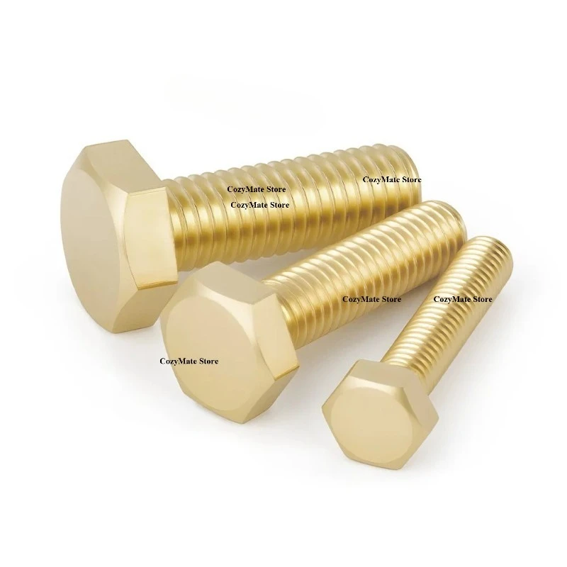 1-20pcs M3 M4 M5 M6 M8 M10 M12 External Hex Screw Brass Metal Machine Screws Hexagonal Metric Thread DIY Fix Bolt Brass Hex
