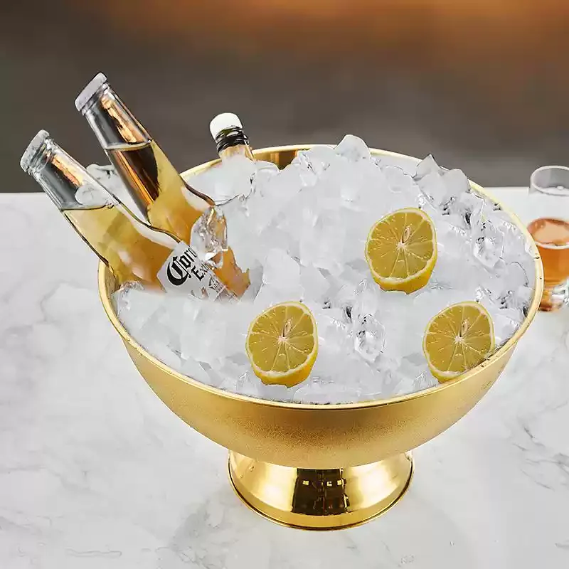 Stainless Steel 8L and 12L Capacity Ice Bucket Bar Supplies Champagne Metal Cooler/Gift Rack
