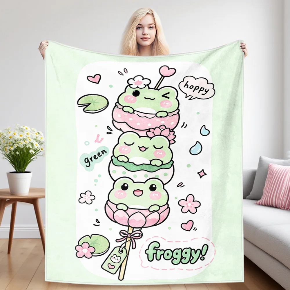 Lotus Frog Nap Blanket,Flannel Blanket,Suitable For Sofas,Beds,Cars,Rooms,Offices,Camping,Exquisite Gift Blankets