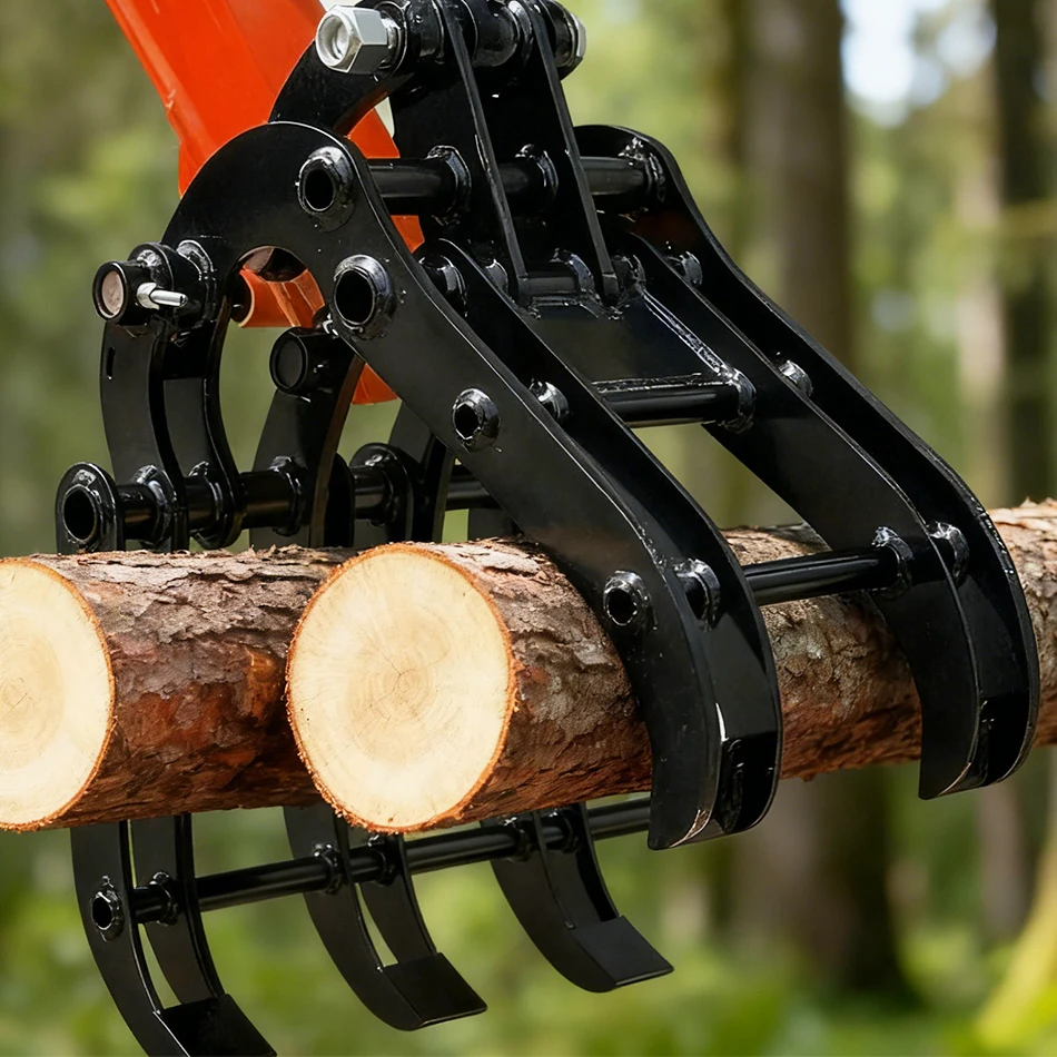 Mini Excavator Log Grapple, Small Digger Auxiliary Grab Bucket, Hydraulically Controlled Rotary Drilling Rig Log Grapple Bucket