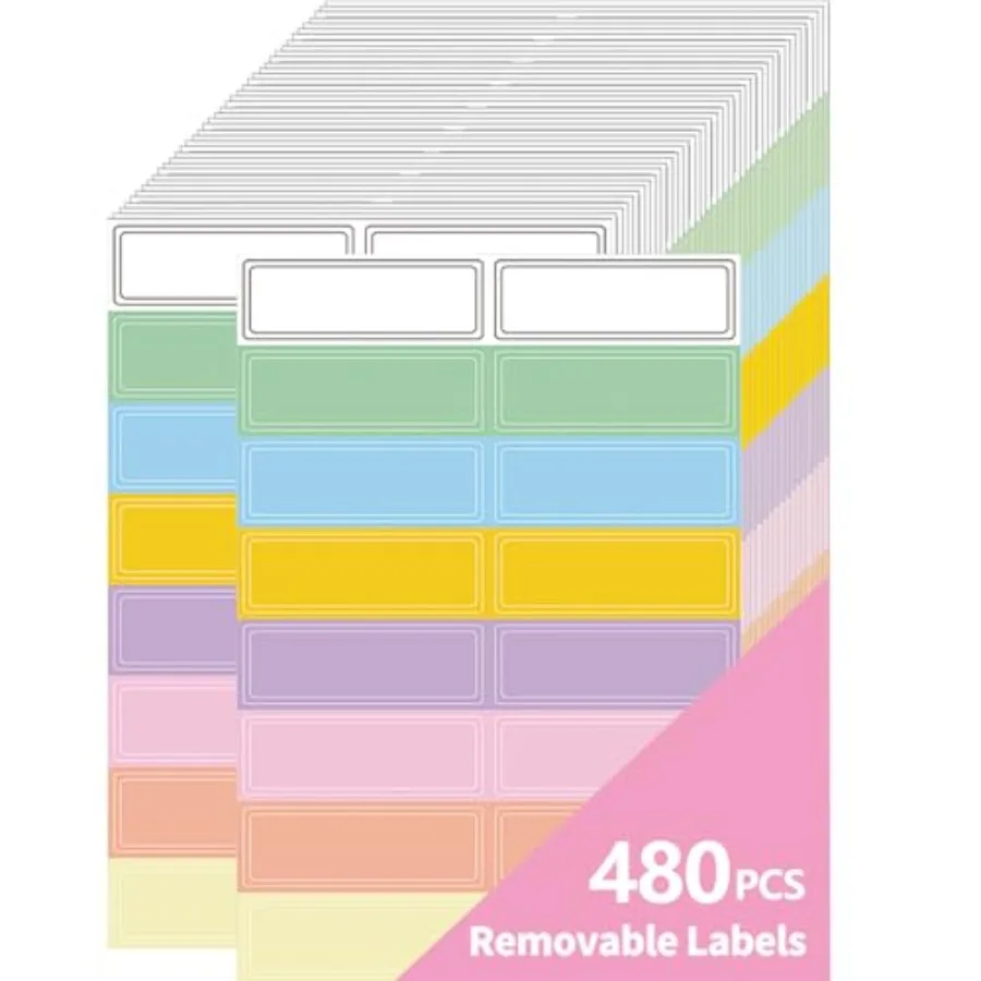 

480 Pcs Removable Stickers Name Tag Labels 1x3 Inch Easy Peel Off Folder Label for Food Containers Spice Storage Bins Files Sch