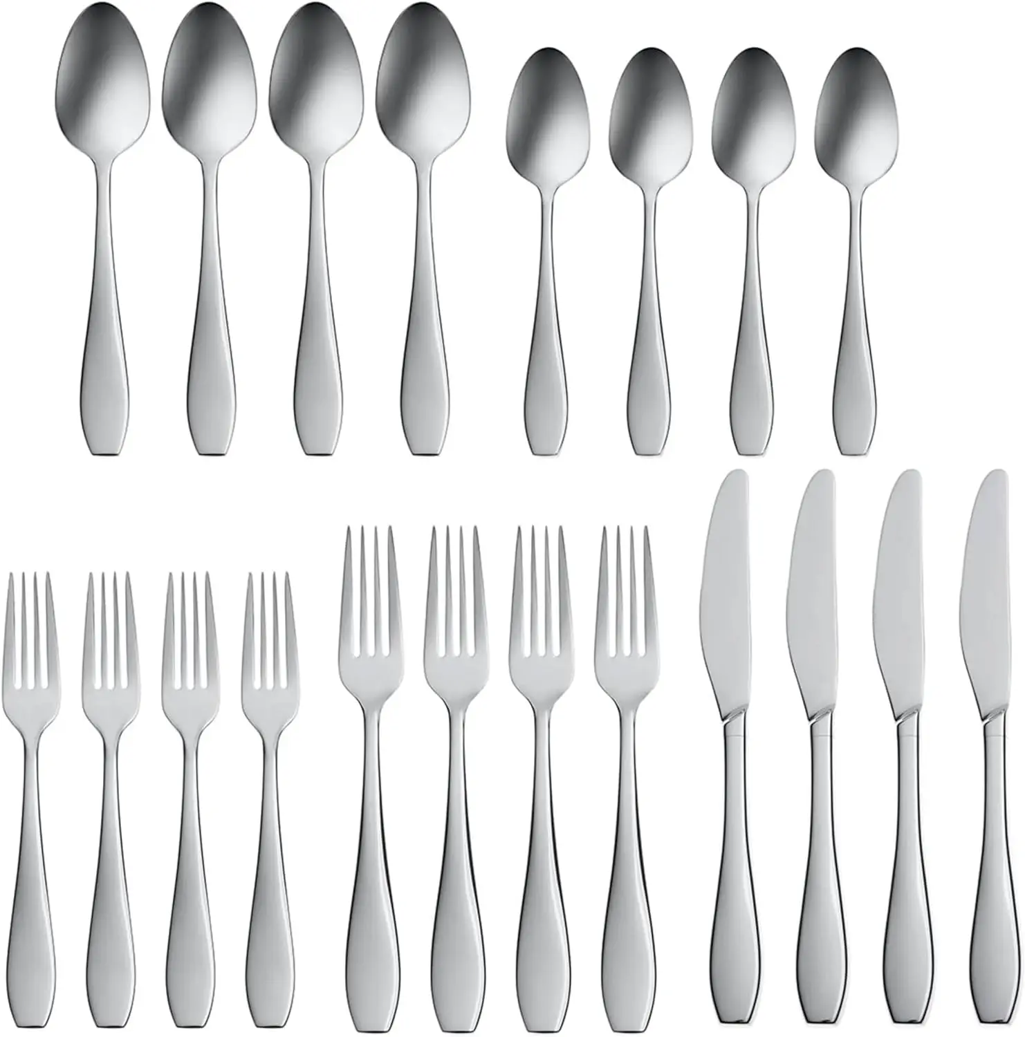 20 Piece Fine Flatware Set, Service for 4, 18/10 Stainless Steel, Silverware Set