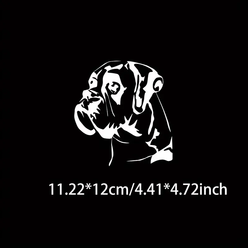 2pcs Disposable Cartoon Boxer Dog Head Vinyl Decal Stickers - Rectangular Rear Glass Surfaces, Laptops And Cars