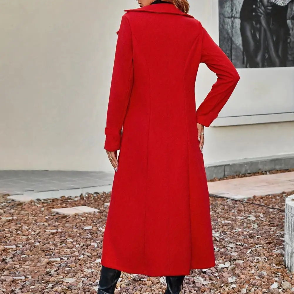 Women's Long Wool Coat Double-Breasted Peacoat Classic Notch Lapel Trench Coat Casual Warm Stylish Female Fall Winter Overcoat