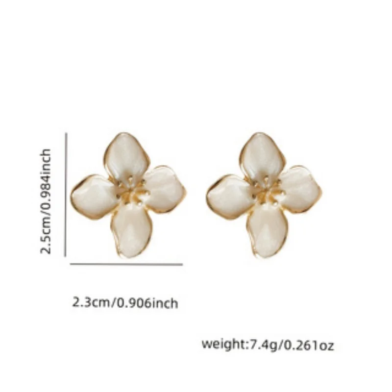 1 Pair of Vintage Floral Glazed Earrings for Women - Four-Petal Flower Design, Perfect for Parties, Festivals, and Gifts