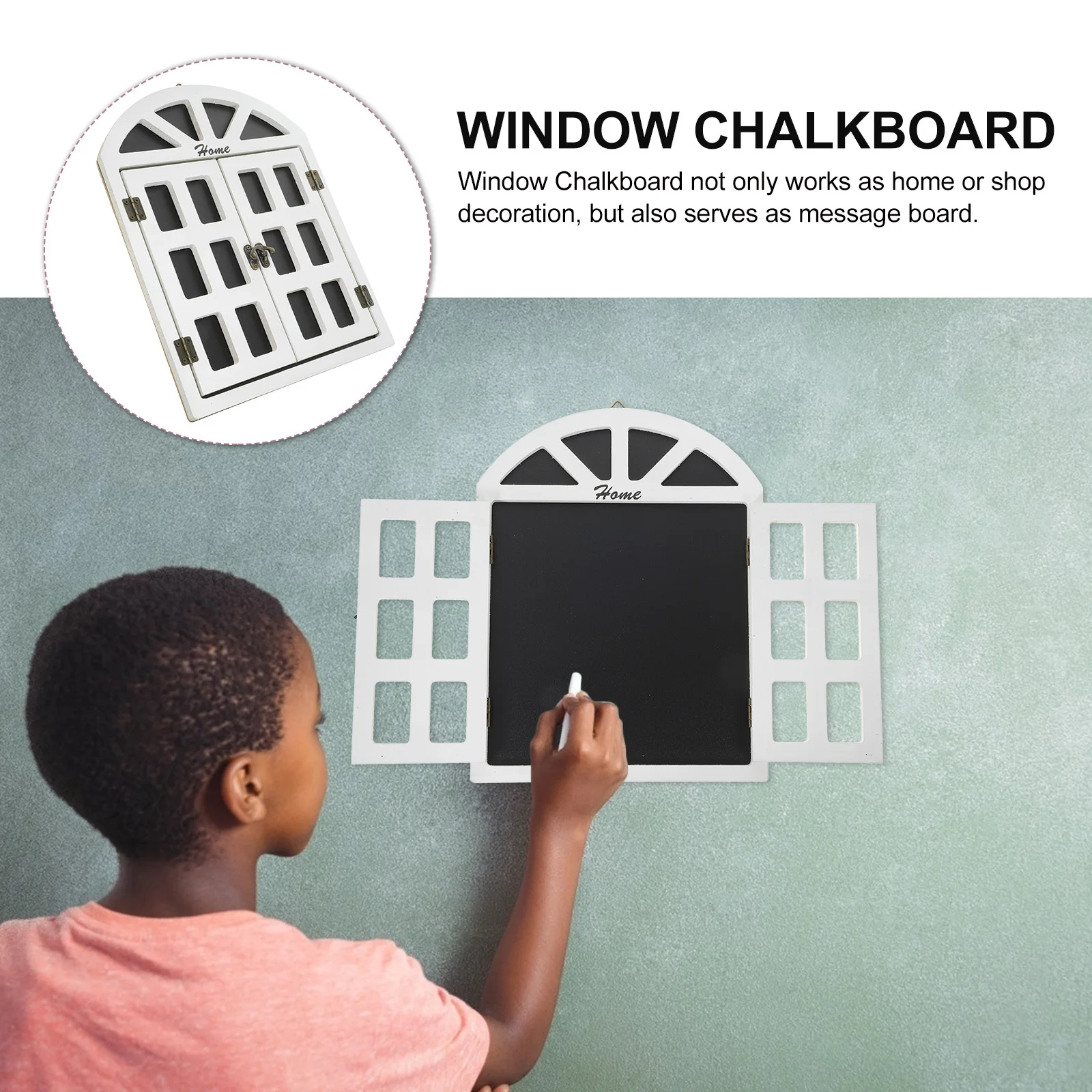

Wooden Window Chalkboard Hanging Decorative Signboard for Home Shop Restaurant Menu Message Board Vintage Window Ornament
