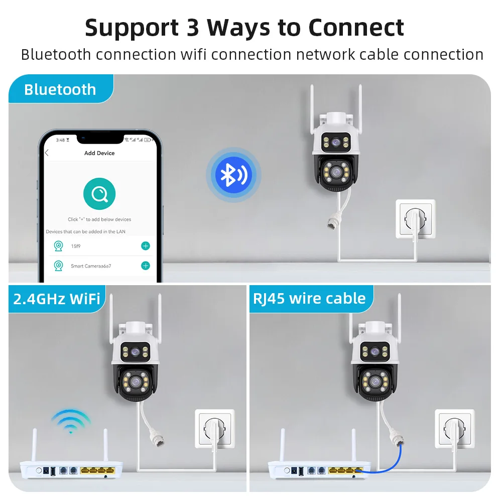 Imagem -06 - Câmera Ptz de Vigilância ao ar Livre Wifi Lente Dupla Tela Dupla Câmera ip 8mp hd Rastreamento Automático Proteção de Segurança Aplicativo Icsee