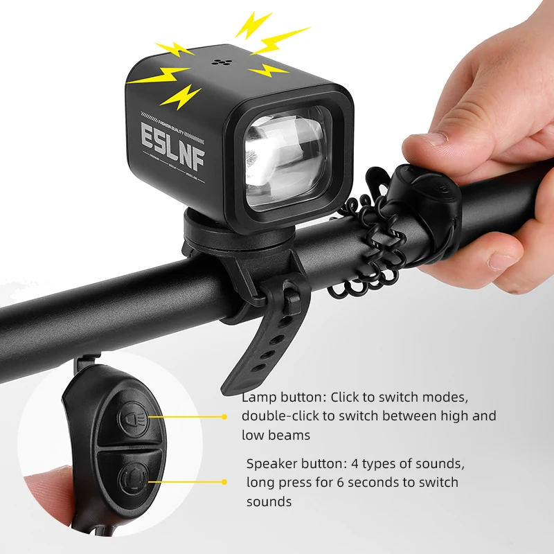 ESLNF High Brightness 800 Lumens Bicycle Headlight Waterproof Aluminum Alloy LED Bike Front Light Cycle Light with Horn
