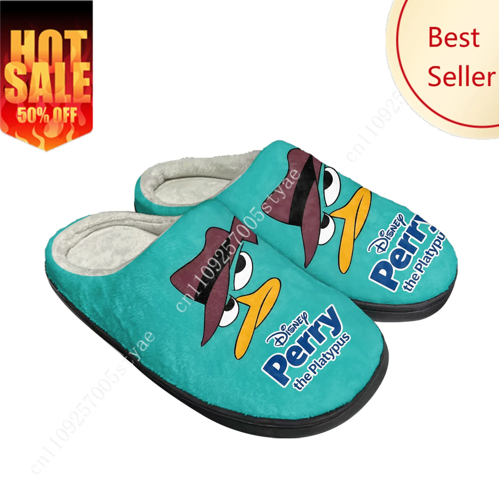 

Perry the Platypus Cotton Slippers Disney Cartoon Decorate Plush Indoor Shoes Design Your Party Holiday Gifts Custom Shoe