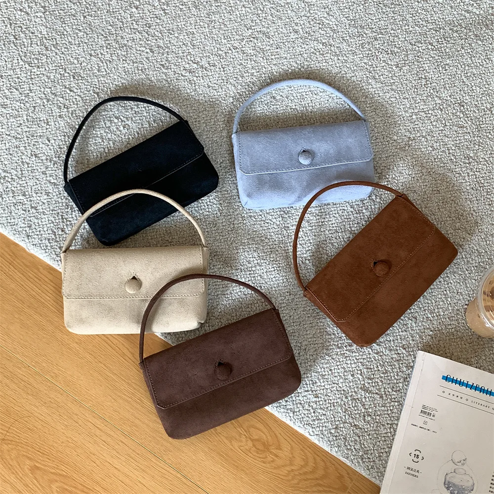 Fashion Faux Suede Flap Purses and Handbags Casual Frosted Women's Bags NEW Small Phone Bags for Women Autumn and Winter Clutch
