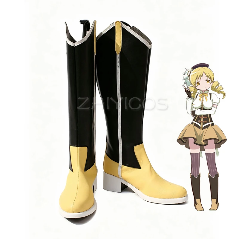 zhiyicos-アニメ魔法少女まどか☆マギカ巴マミコスプレブーツハロウィンパーティーコスプレ靴女性男性用カスタマイズ