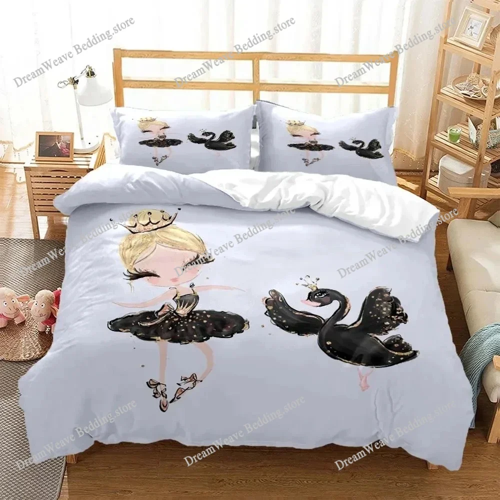 

Ballet Girl Duvet Cover Set King Size Pink Lovely Little Ballerinas Bedding Set Kids Girls Princess Soft Microfiber Quilt Cover