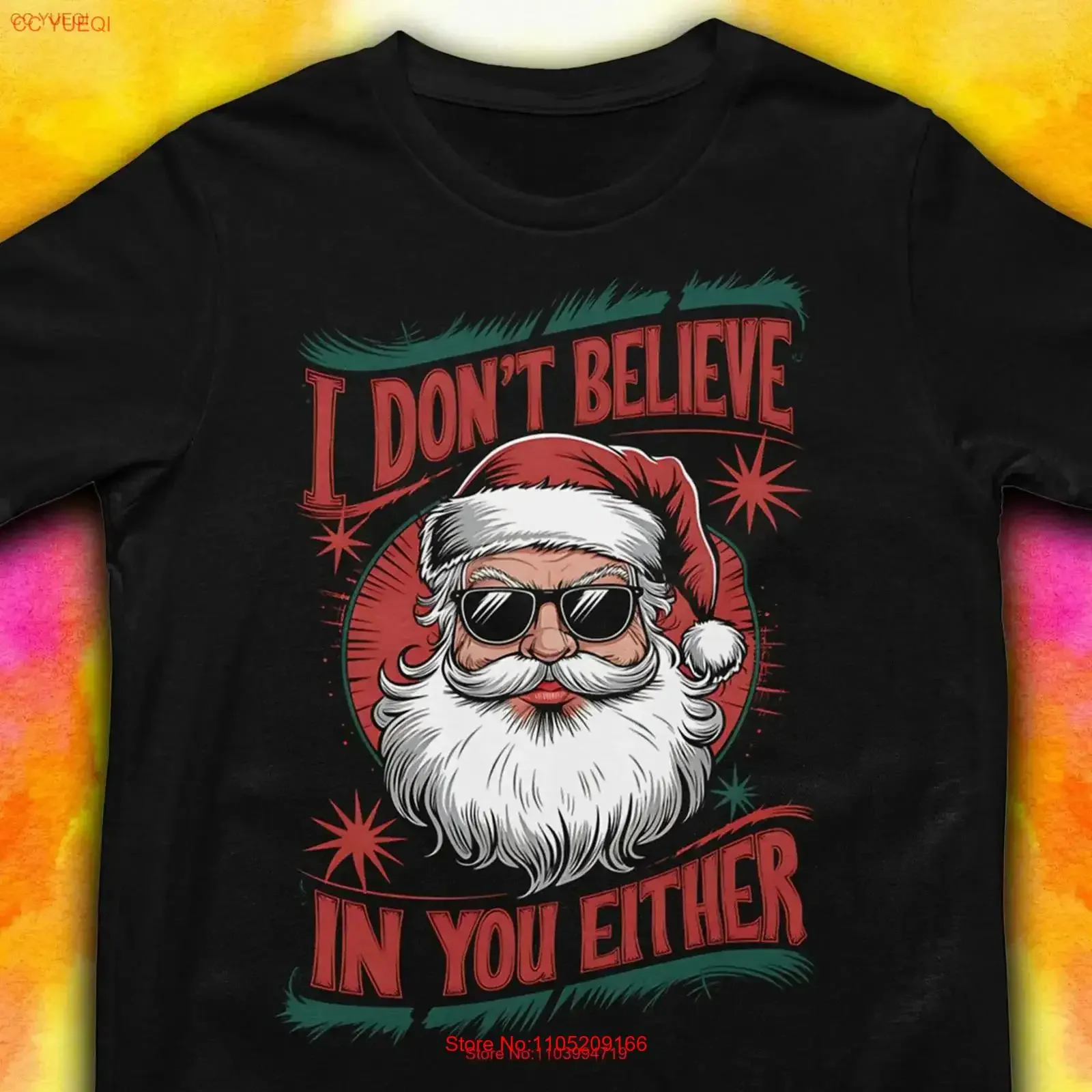 

Funny Santa T Shirt Skeptic Sarcasm Doesnt Exist Joke Christmas Myth GifT vintage Washed homme Slightly Stretched