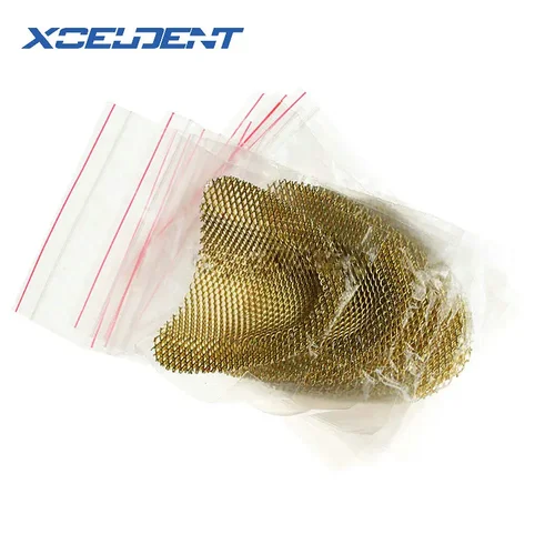 Imagen 2 del producto 20 unids/pack superior inferior laboratorio Dental materiales de dentadura dorada malla de refuerzo palatal de Metal dorado para dentadura parcial acrílica