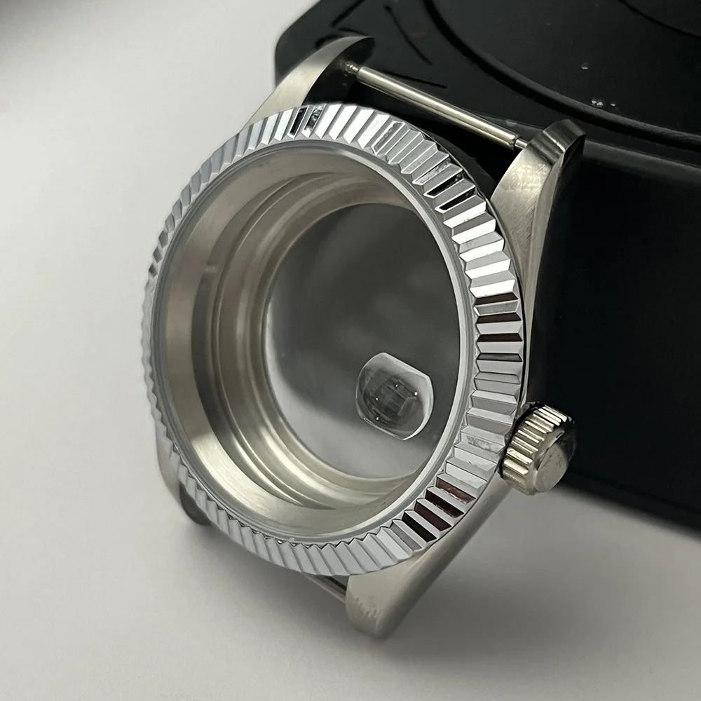 حافظة فولاذية 39 مللي متر NH35 ملحقات غطاء خلفي شفاف مناسب لحركات NH35 وNH36 حزام 20 مللي متر