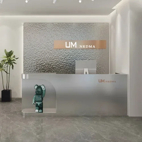 Simple Modern Clothing Cosmetology Shop Cashier Stainless Steel Bar Counter Store Reception Counter
