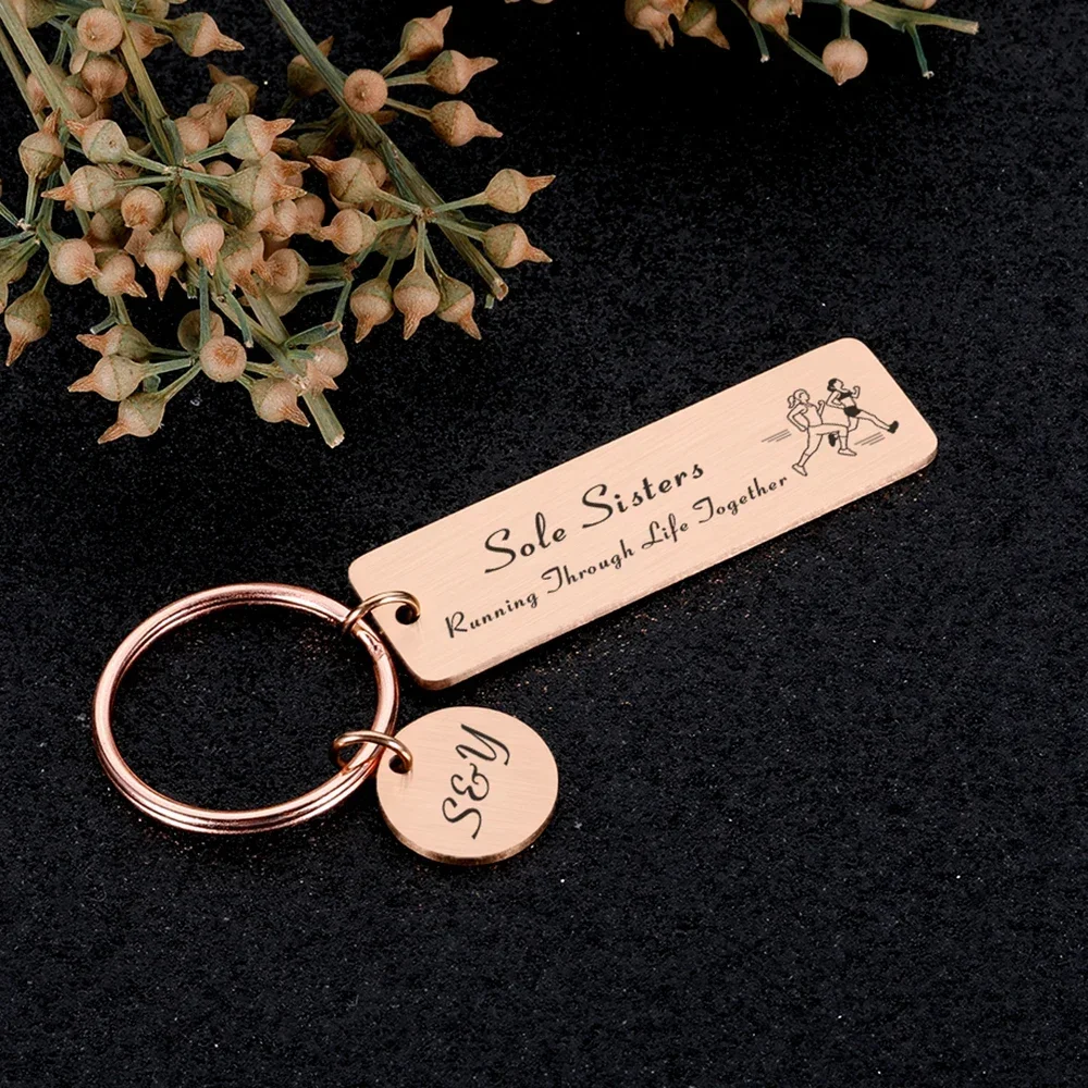 Soul Sisters Personalized Keychain Custom Name Miles Friendship Keyring for Best Friend Her Sisters Women Bestie Birthday Gifts