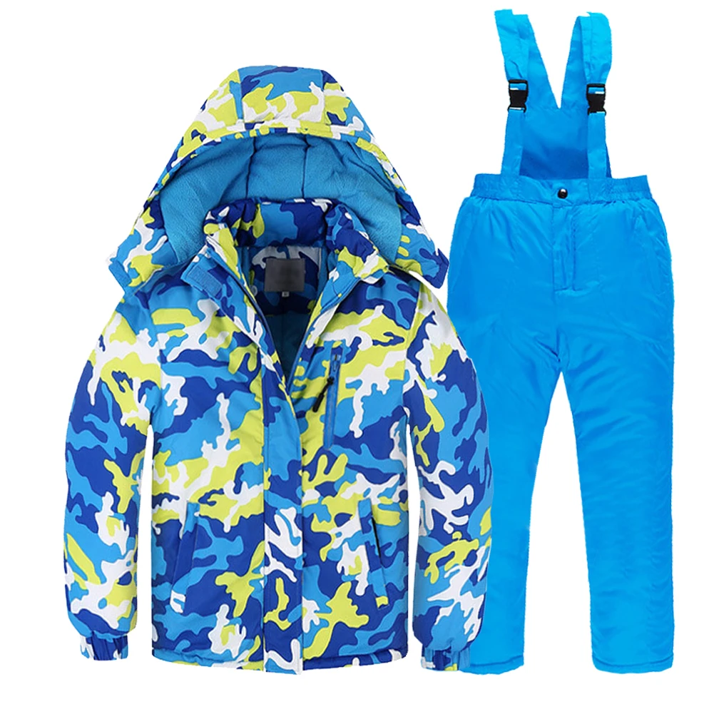 

Boys Camouflage Ski Suit,Waterproof Windproof Girls Snowsuit,Winter Two-Piece Hooded Ski Jacket + Snow Pants,Children's Snowsuit
