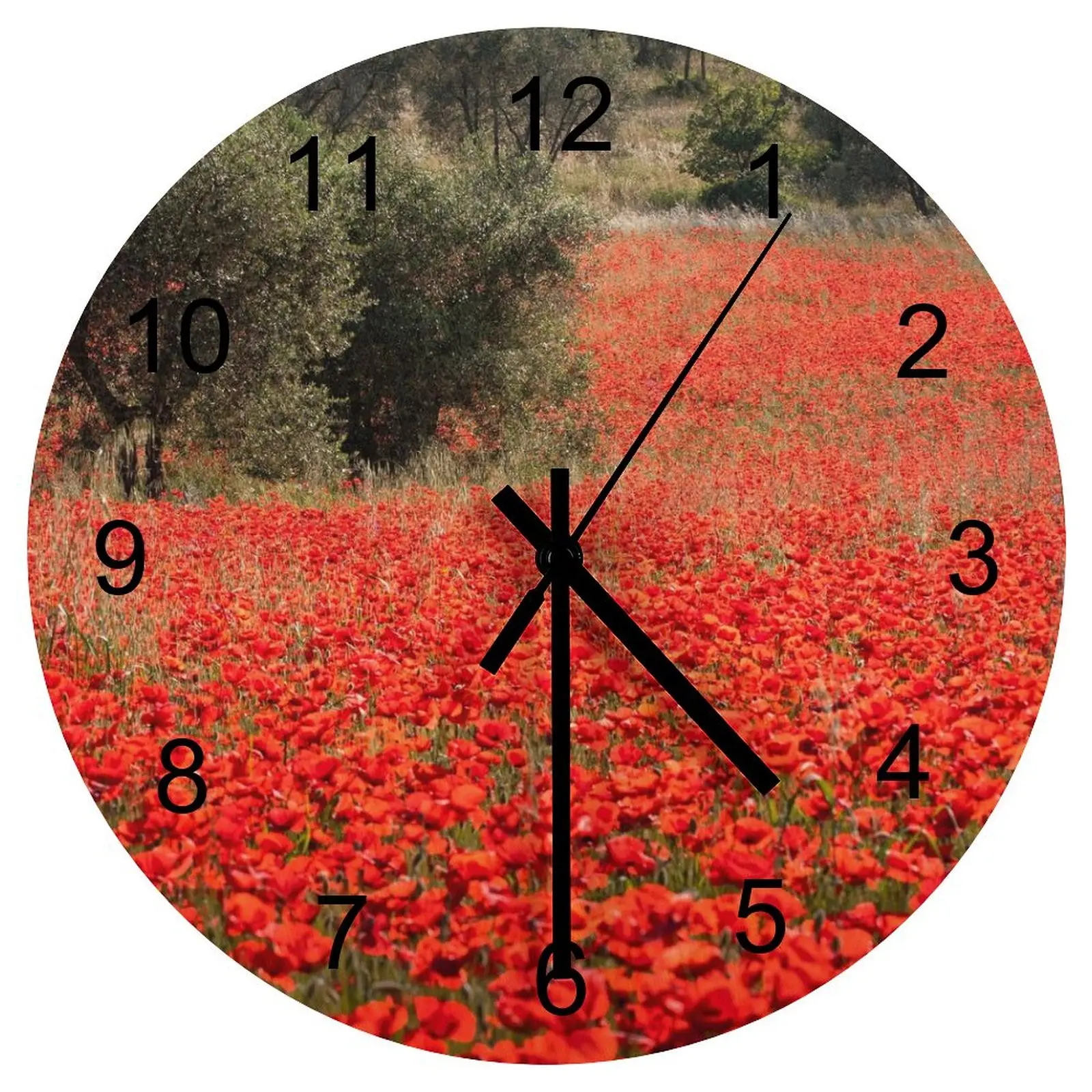 

Farm Wall Clock Pristine Flowers Nature Clocks 12 inch Mute Wooden Round 3D Display Patterned Vintage