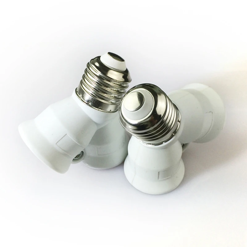 Base de luz LED con tornillo E27, enchufe de bombilla E27 a 2-E27, adaptador divisor, portalámparas E27