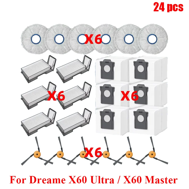 Dreame X60 Ultra / X60 Master / X60 Max Ultra Kompletne Części Zamienne Szczotka Boczna Nakładka Mopująca Worek na Kurz Filtr Akcesoria — 2