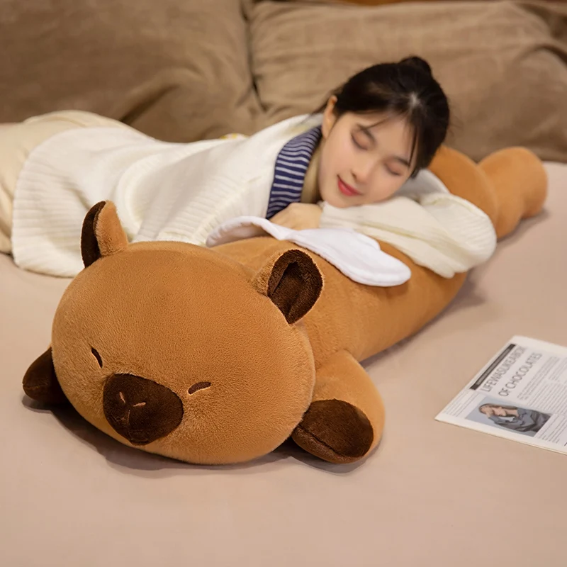 

New Wings Capybara Long Sleep Pillow Stuffed Capibara Plushie Fluffy Doll Soft Sofa Cushion Nap Sleeping Toys for Home Bed