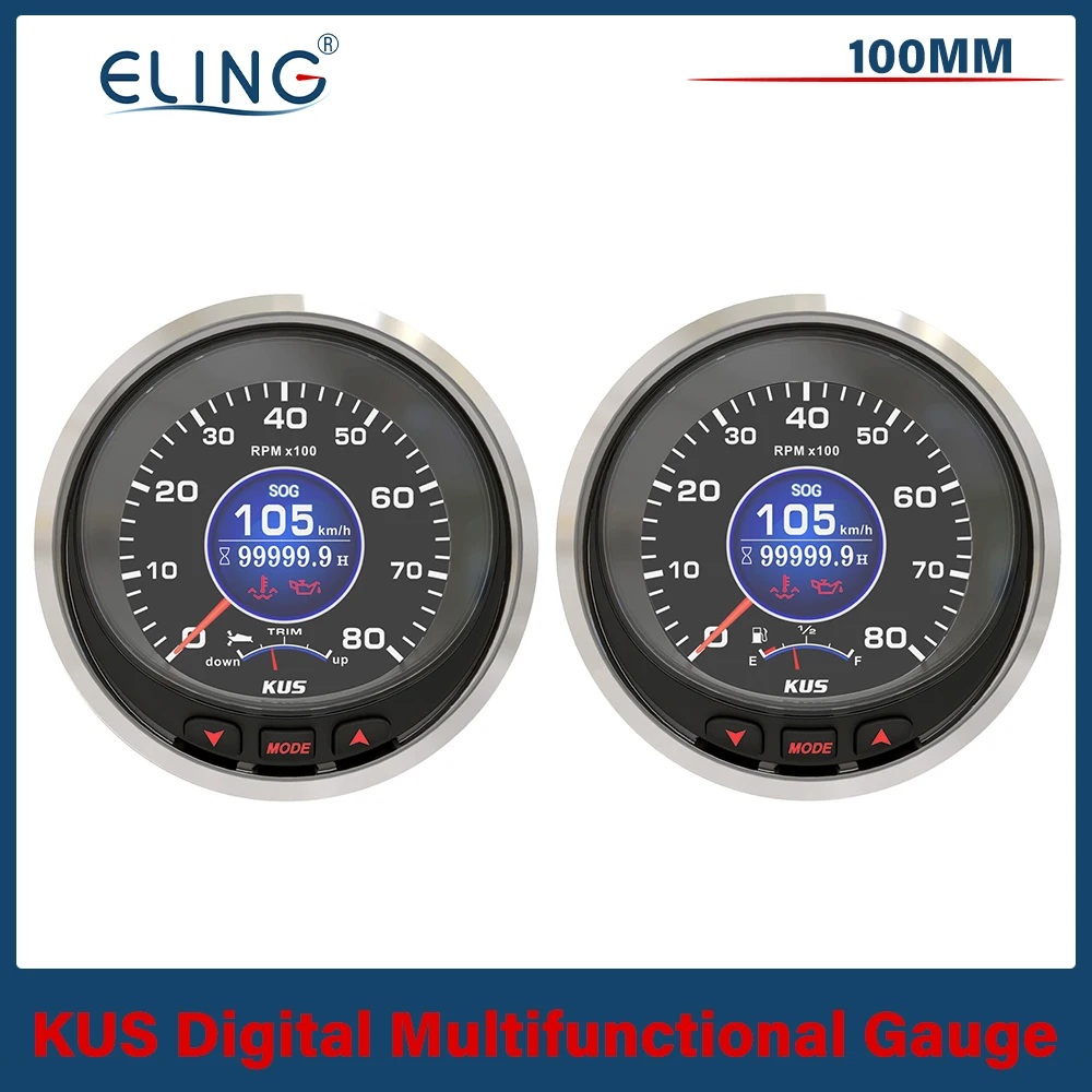 KUS Waterproof 100mm Multifunctional Digital Instrument KMG-30KP with J1939 and NMEA 2000 systems for Boats Yachts Vessels