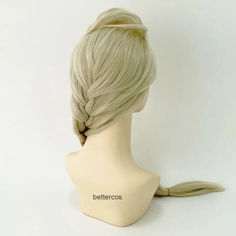 

Children Elsa Cosplay Wig Queen Princess Kids Long Braid Girl Heat Resistant Synthetic Hair Halloween Party Anime Cosplay Wig BF