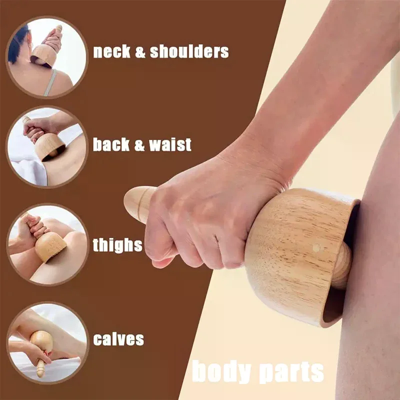 

1Pcs Wood Therapy Massage Cup With Roller Handheld Wooden Massage Cup Roller Massager Wood Cupping Therapy Meridian Massage Tool
