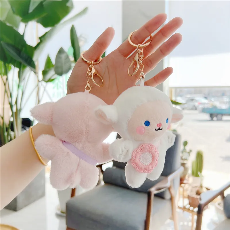 Plush Stuffed Doll Stuffed Toys Bag Decoration Sheep Key Ring White Sheep Keyring Stuffed Sheep Keychain Animal Keyring