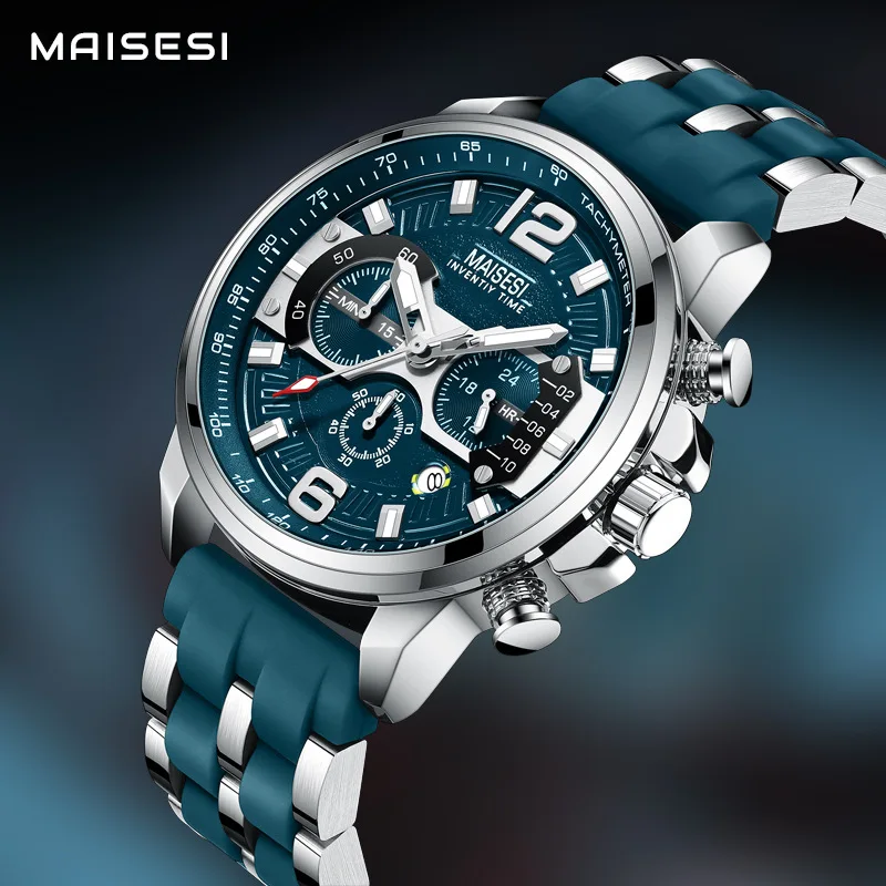 MAISESIMysesi Genuine Goods Ocean Heart Large Dial Personalized Tape Sports Watch