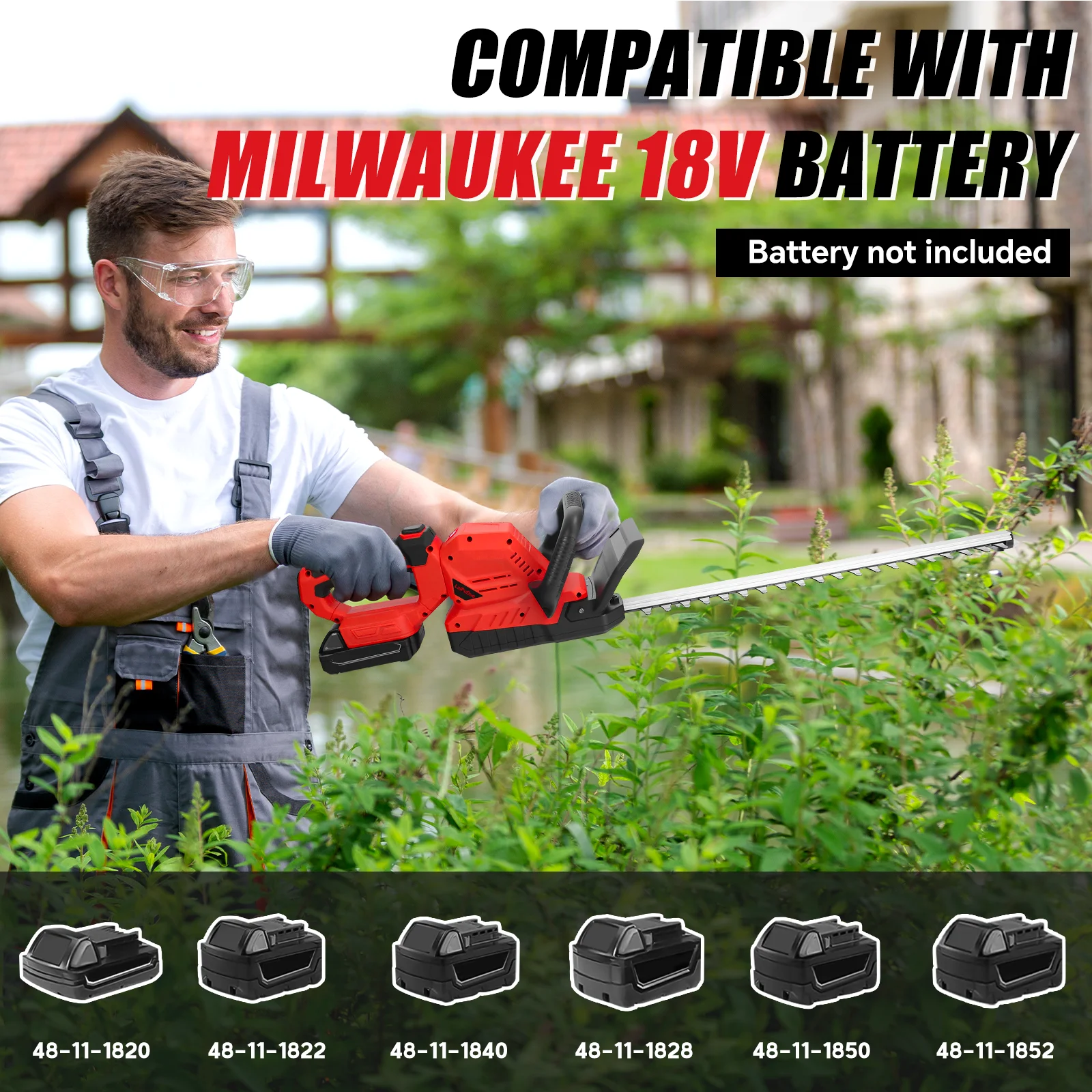 3000RPM Brushless Electric Hedge Trimmer Handheld Lawn Mower Cordless Garden Shrub Pruning Tools For Milwaukee 18V Battery Pin