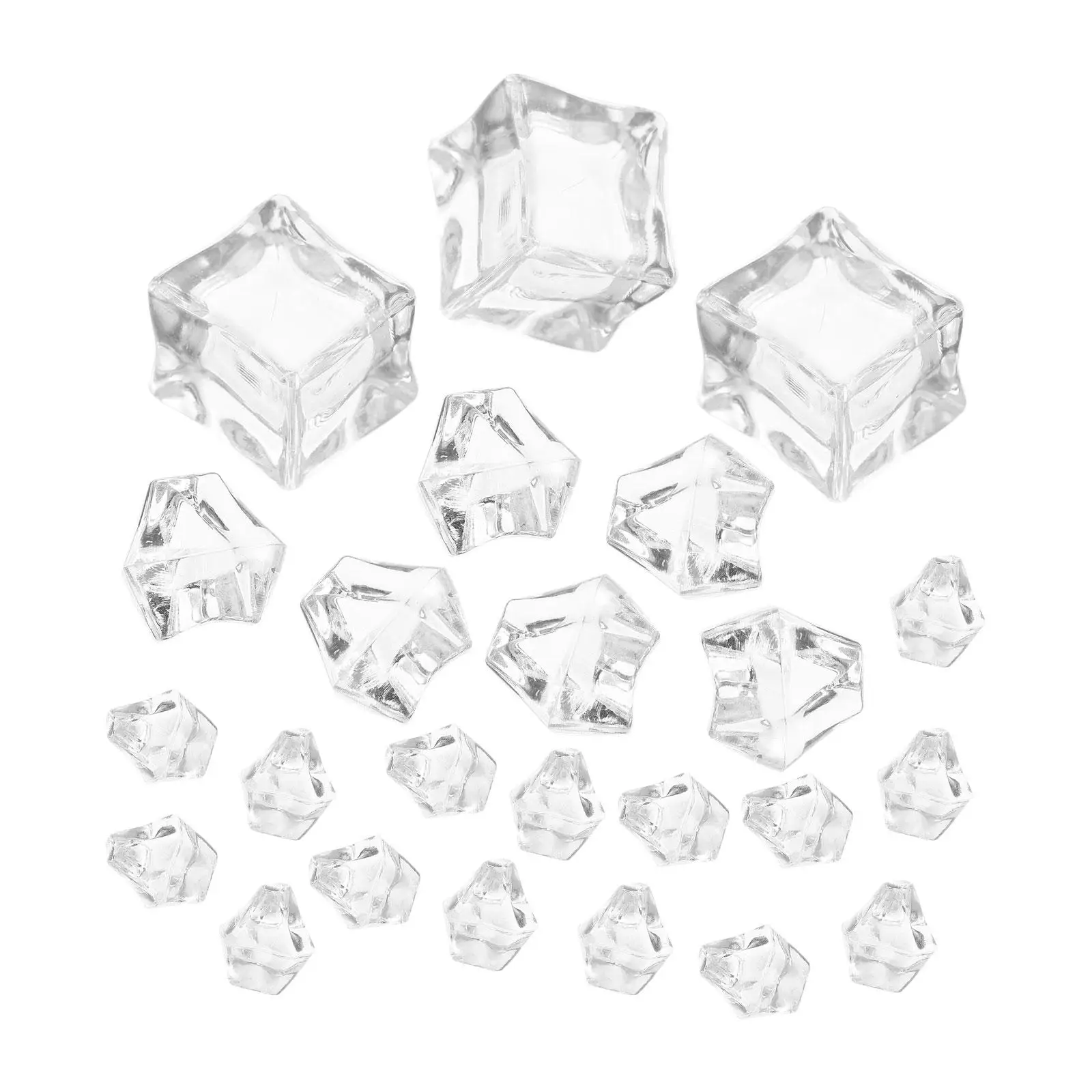 

48 Pcs Simulation Ice Cubes Acrylic Fake Clear Decorative Photo Props Reusable Home Restaurant Jewelry Beverage Photography