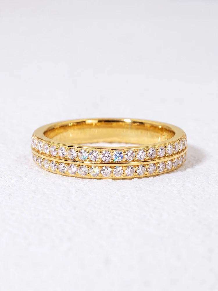 925 Sterling Silber Echter Einfacher Doppel-Moissanit-Diamant mit Zertifikat Ringe für Frauen Jubiläum Alltag Party Edler Schmuck – Detail 6