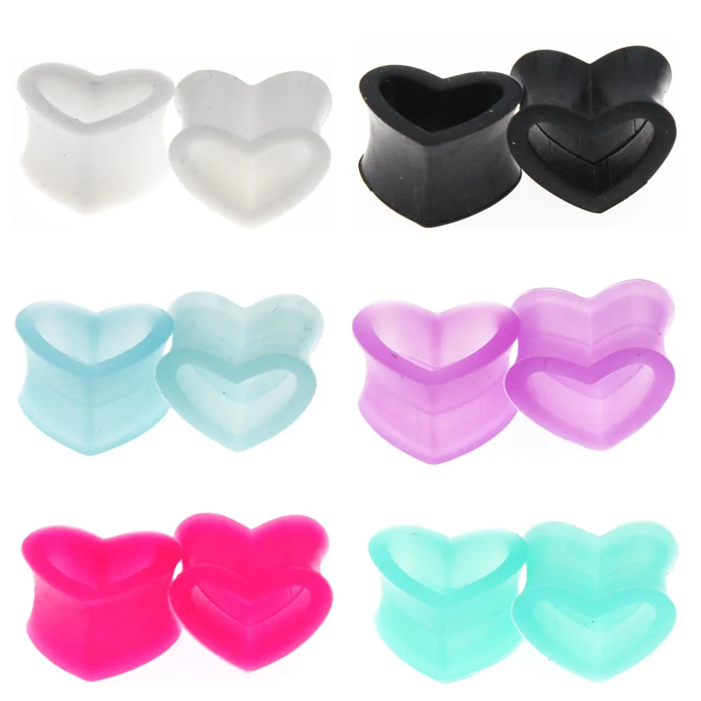 Leosoxxs 1 Pair Silicone Ear Dilator Puncture Ornament Geometry Ear Dilator Peach Heart Silicone Ear Pinna Body Piercing Jewelry